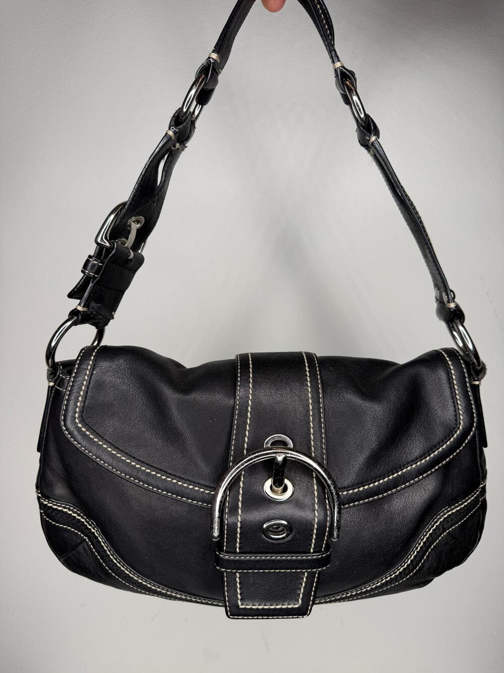 Coach Soho Flap Shoulder Bag Black Leather 10578 Y2K Vintage Shoulder Purse